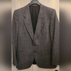 BACHRACH men's 100% wool 2 Pc suit, Gray & White Pin Stripe blazer & Pants Sz 42